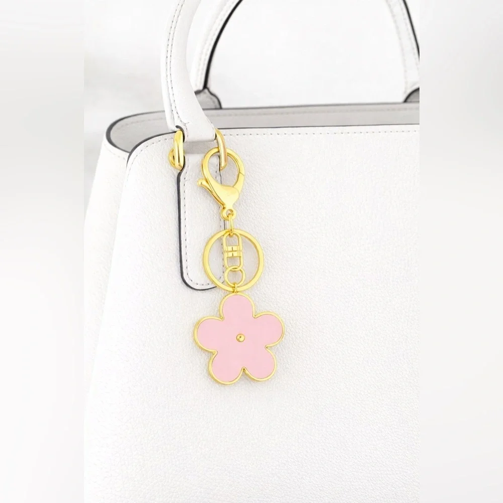 Elegant Floral Keychain Set - Pink, White, Black